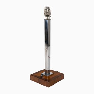 Lampe de Bureau Art Déco en Chrome et Bois d'Acajou, Angleterre, 1920s
