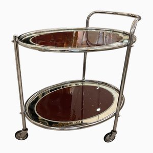 Carrito de cromo ovalado burdeos Art Déco