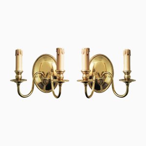 Louis XVI Wandlampen aus Messing, 1950er, 2er Set