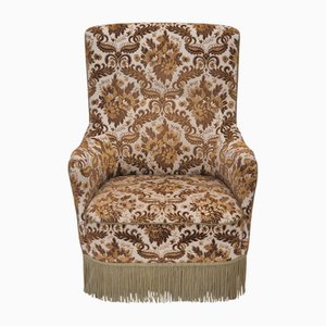 Danish Highback Armchair in Furniture Velour Fabric & Ash Wood, 1960s