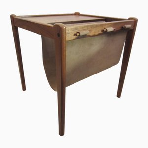 Side Table in Rosewood with Suede with Newspaper Compartment, 1971