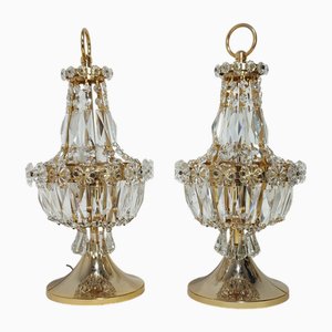 Tischlampen aus Kristallglas, Spanien, 1980er, 2er Set