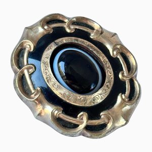 Broche de luto victoriano antiguo de ágata Pinchbeck