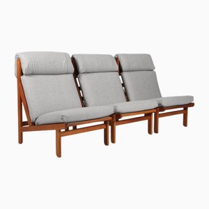 Fauteuils Rag Easy en Pin et Tissu attribués à Bernt Petersen, Danemark, 1970s, Set de 3