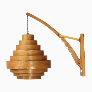 Wall Wooden Lamp attributed to Pokrok Zilina, Czechoslovakia, 1960s