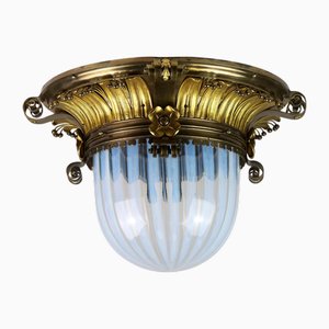 Art Nouveau Brass Ceiling Lamp, 1900s
