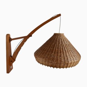 Adjustable Wooden Wall Lamp attributed to Pokrok Žilina, Czechoslovakia, 1960s