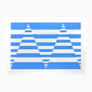 Victor Debach, Blue Composition, Screen Print, 1970s