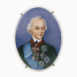Porcelain Medallion with a Portrait of A.V. Suvorov, 19th Century
