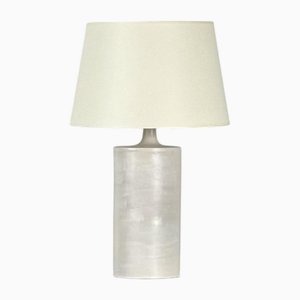 Large Satin White Rouleau Ceramic Table Lamp by Atelier Cabanel