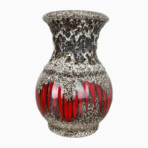 Large Lora Zig Zag Fat Lava Pottery Vase attributed to Scheurich, Germany, 1970s