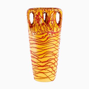 Ungarische Gelb-Rote Keramik Bodenvase, 1970er