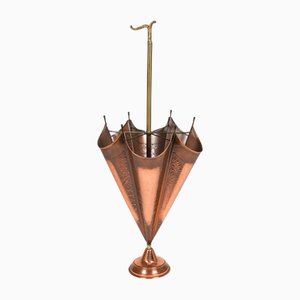 Midcentury Umbrella Stand in Copper and Brass, Italy, 1970s