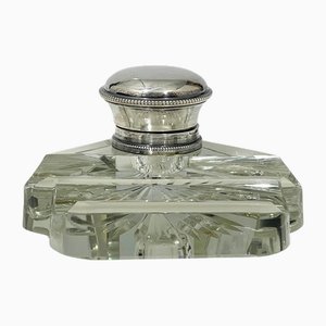 Dutch Clear Crystal and Silver Inkwell, 1850s