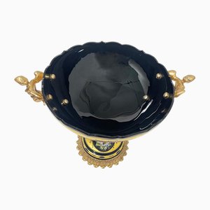 Large Tre Fuochi Crystal Glass and Bronze Centerpiece