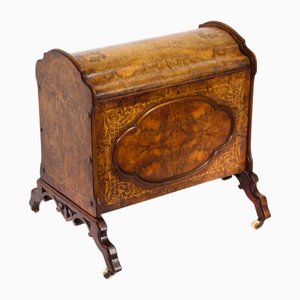 Antique Victorian Burr Walnut and Inlaid Marquetry Canterbury Magazine Rack, 19th Century