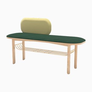 Banc Eustache Vert en Chêne Naturel par Harto
