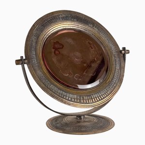 Pink Table Mirror in Hammered Brass by Celestino Gallinaro, 1950s