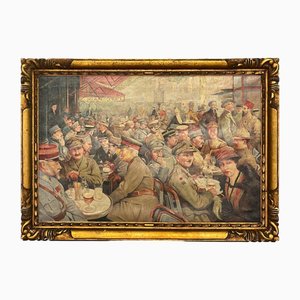 G. Walraven after Louis Sabatier, The Peace Café War, Oil on Canvas, 1800s, Framed