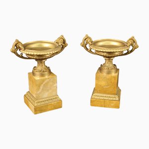 Gilded Bronze and Yellow Marble Centerpieces, 1930, Set of 2