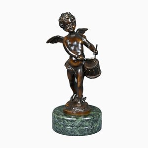A. Moreau, Putto mit Tamburin, Ende 19. Jh., Bronze