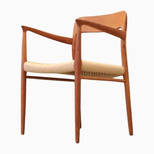Model 56 Dining Chair in Teak and New Wicker Seat by Niels O. Møller, 1960s