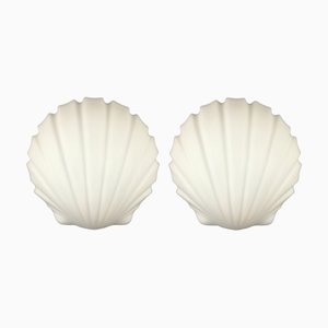 Shell-Shaped Opaline Glass Wall Lamps from Limburg, 1970s, Set of 2