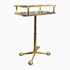 Mid-Century Italian Brass and Smoked Glass Adjustable Side Table by Allegri Parma, 1970s