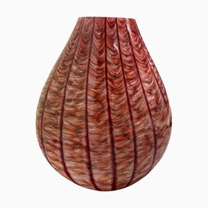 Lámpara de urna de cristal de Murano en rojo, años 50