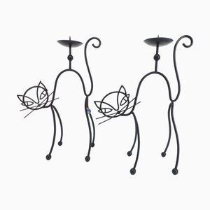 Portacandele in ferro battuto di Gunnar Ander per Ystad-Metall, anni '50, set di 2