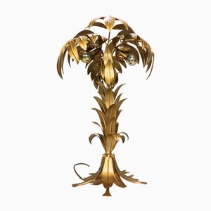 Lámpara de mesa Hollywood Regency en forma de palmera de metal dorado dorado atribuida a Hans Kögl, años 70