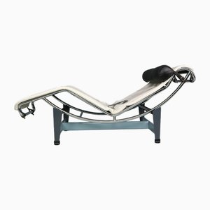 White Leather LC4 Chaise Longue by Le Corbusier for Cassina, 1960s