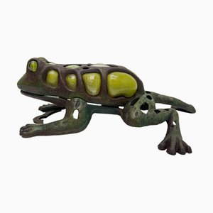 Japanese Iron and Blown Glass Frog Garden Lantern, 1970s