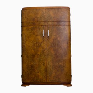 Britischer Art Deco Kleiderschrank aus Wurzelholz, 1930er