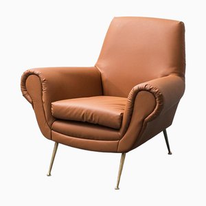 Vintage Eco-Leather Armchair by Gigi Radice for Minotti, 1950s