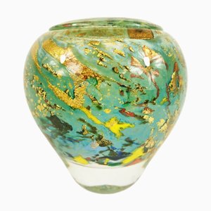 Vase en Verre Soufflé avec Inclusion Dorée par Jean-Claude Novaro