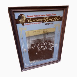 Specchio pubblicitario con cornice in castagno, anni '20