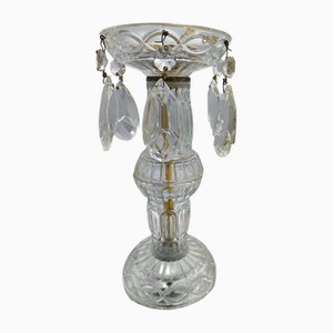 Bougeoir Vintage en Verre avec Cristaux, 1970s