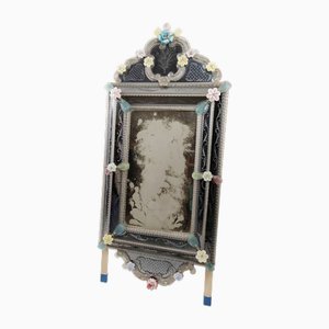 Murano Glass Mirror with Floral Motifs, Italy, 1950
