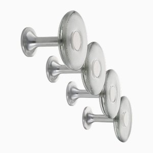Vintage Coat Hooks in Glass and Aluminum from Schönbuch, 1970s Set of 4