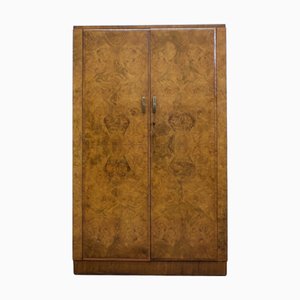 Art Deco Walnut and Walnut Veneer Compact Wardrobe, 1930s