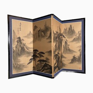 Japanese Byōbu Room Screen with Mountain Landscape, 1950s