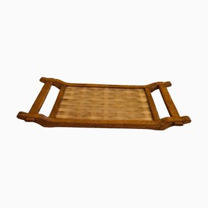 Oak Tray with Woven Top, 1960s