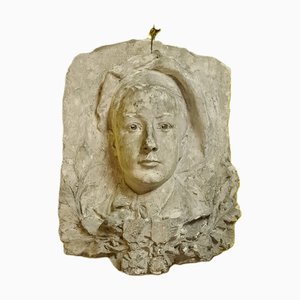Plaque En Plâtre d'un Jeune Soldat, Début du 20e Siècle
