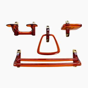 Vintage Burnt Orange Bathroom Accessories, 1970s, Set of 4