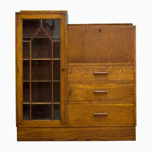 Vintage Art Deco Bureau Bücherregal aus Eiche im Stil von Heals, 1930er