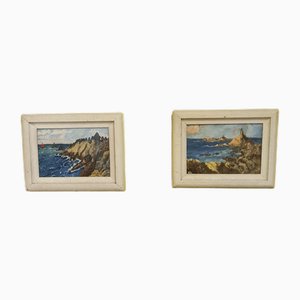 S. Barrier, French Coastal Scenes, 1947, Oil on Panels, Framed, Set of 2