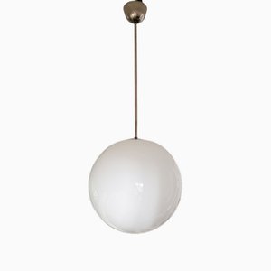 Art Deco Glass and Chrome Globe Pendant, 1930s