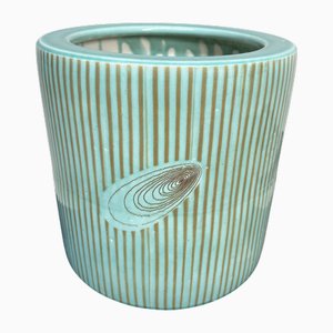 Vintage Turquoise Glazed Ceramic Hibachi Planter, Japan, 1970s