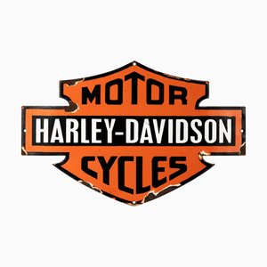 20. Jh. Emailliertes Motorrad Schild von Harley-Davidson, 1950er